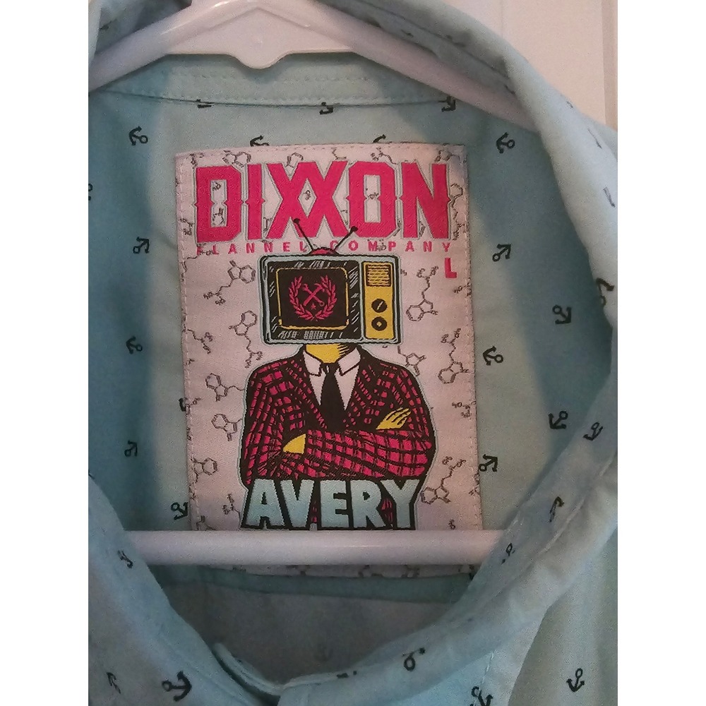 EUC Dixxon Flannel Co Avery Shirt Light Blue Anchor Print Women Large - Picture 5 of 5